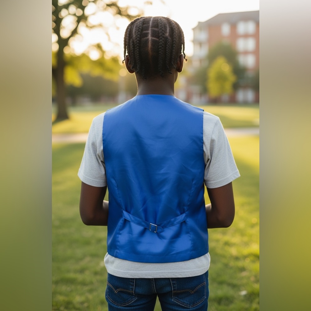 Chaps Blue Button-Up Vest - Picture 3 of 3